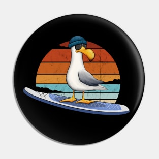 Retro Sunset Casual Stand Up Paddling Seagull SUP Pin