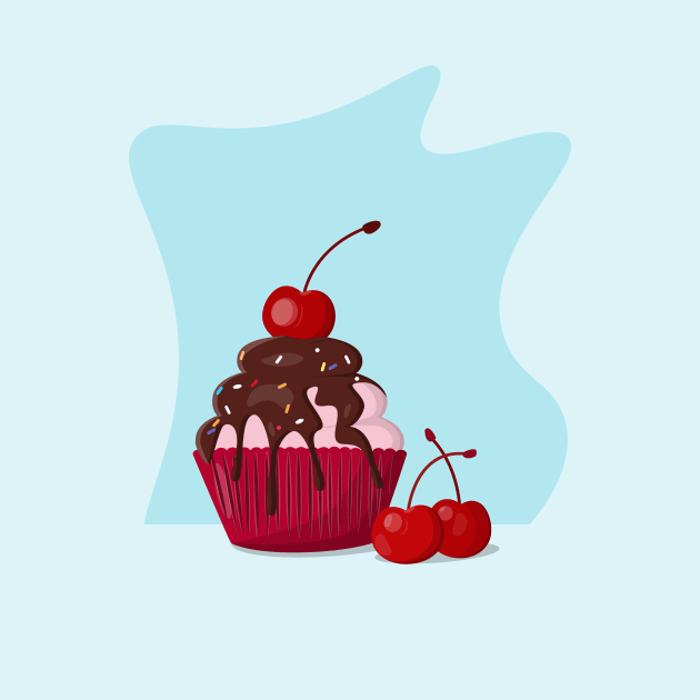 Cupcake with cherry and chocolate by Ang_a_se