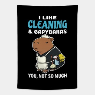 I Like Cleaning and Capybaras you not so much cartoon Tapestry