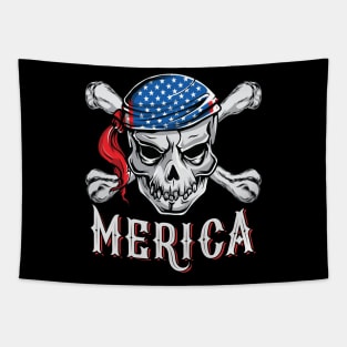 Pirate Merica Skull Crossbone Jolly Roger Halloween Costume Tapestry