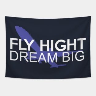 Fly high, dream big design with airplane on the background Tapestry