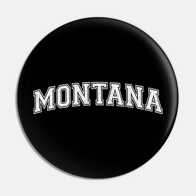 Vintage University-look Montana White Distressed College Design Pin by Webdango