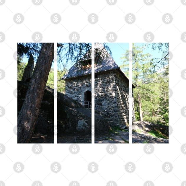 The fabulous alpine waterfalls of Riva in the Dolomites (Campo Tures). Path of San Francesco with Tobl Castle ruins. Lovely place in the Alps. Sunny spring day with no people. Trentino Alto Adige by fabbroni-art