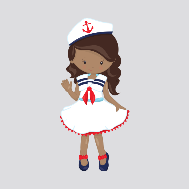 African American Girl, Boat Captain, Skipper, Sea by Jelena Dunčević