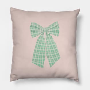 Green Gingham Romantic Coquette Bow Pillow