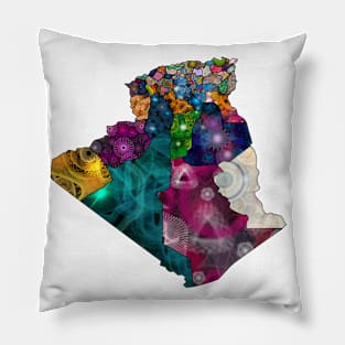 Spirograph Patterned Algeria Provinces Map Pillow