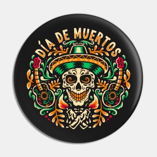 Sugar Skull Dia De Muertos Pin