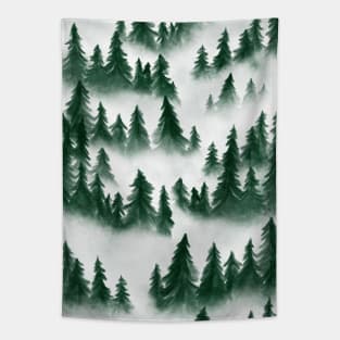 Green Forest Cover in Mist Wanderlust Nature Tapestry