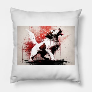 Abstract Splash Painting Of A Dog In Black And Red Colours Pillow