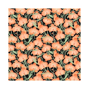 Orange Orchid Pattern T-Shirt