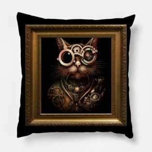 Steampunk Cat Self Portrait Pillow