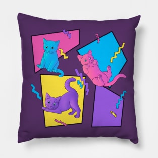 Colorful cats and zig zags Pillow