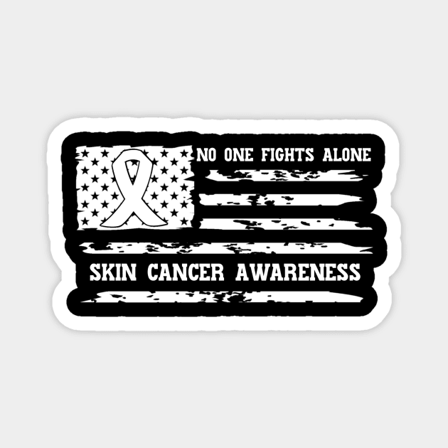 No One Fights Alone Skin Cancer Awareness Magnet by Geek-Down-Apparel