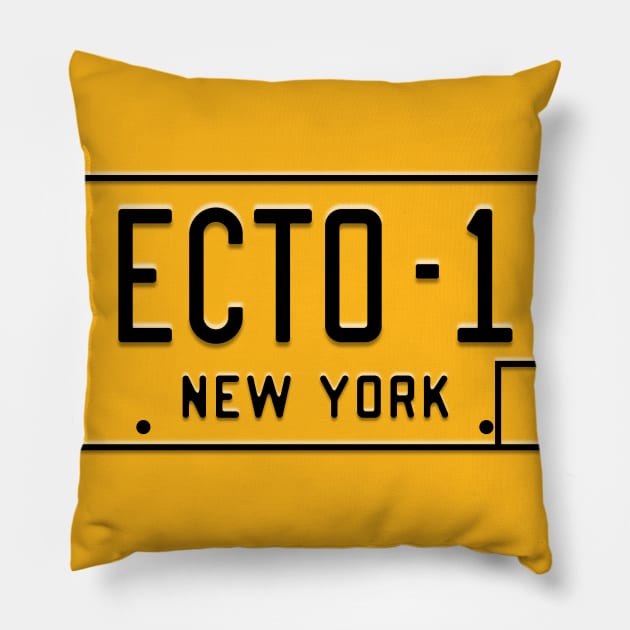 Ecto-1 Licence Plate Art (Ghostbusters) Pillow by GraphicGibbon