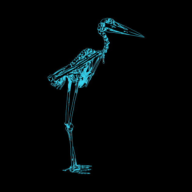 Stork Skeleton Blue by Little Birds
