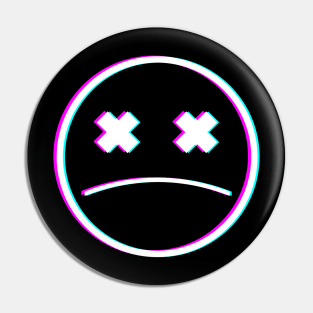 Glitch Sad Face Pin