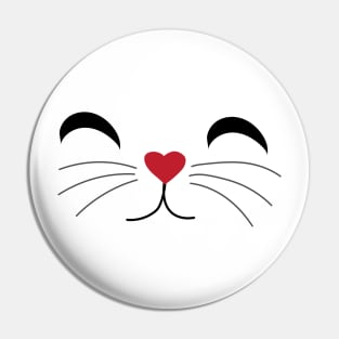 Cat kitty cute face design heart shape love Pin