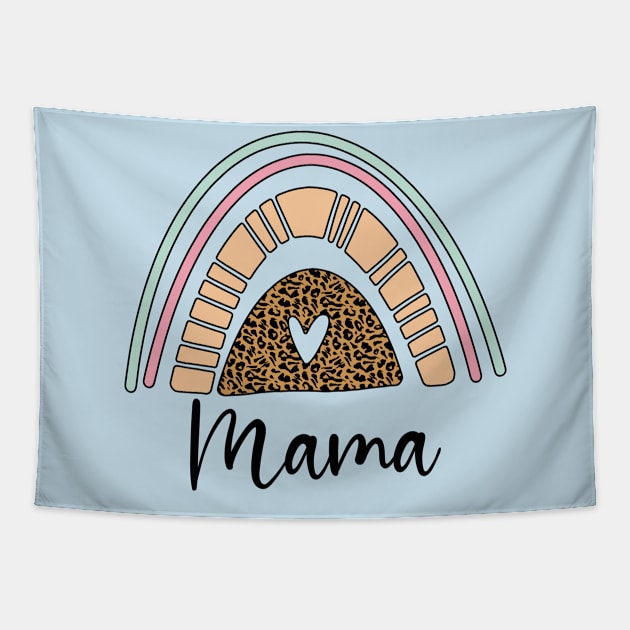 Mama rainbow shirt, mama rainbow tshirt women's mothers day shirt, leopard rainbow mama shirt blessed mama shirt mom life, retro mama shirt Tapestry by Modern Art