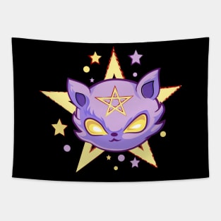 Kawaii pastel Goth Witchy Cat Tapestry