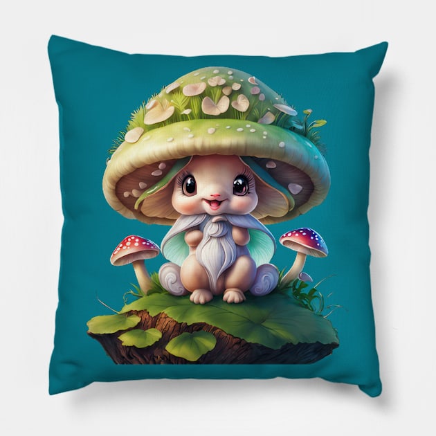 Fairy Tale Fungi Fantasy Pillow by TooplesArt