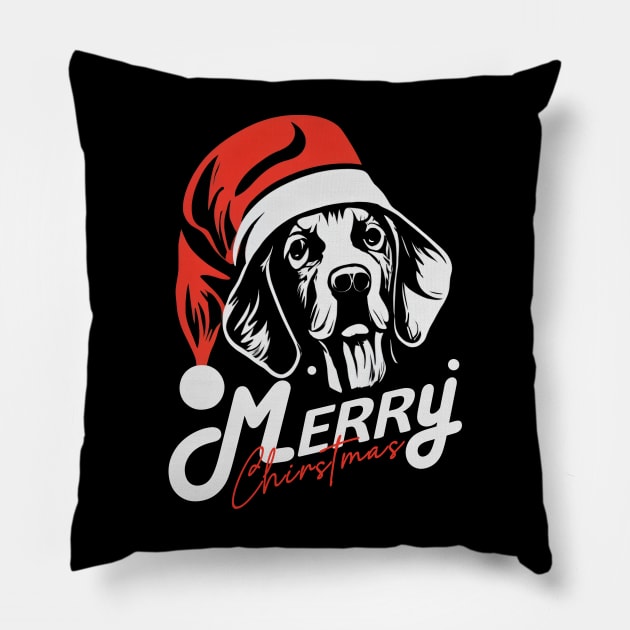 Funny Dog Santa Merry Christmas Vintage Pillow by fupi