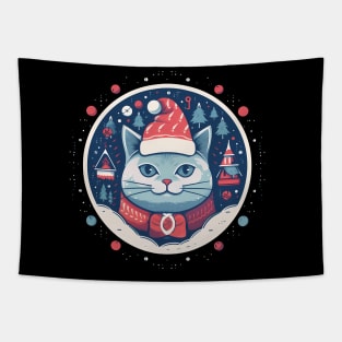 Russian Blue Cat Xmas, Love Cats Tapestry