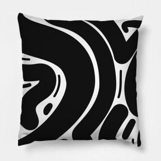 Abstract Liquid Llines Black and White Pillow