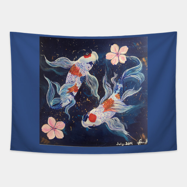 Sakura Koi Koifish Tapestry Teepublic
