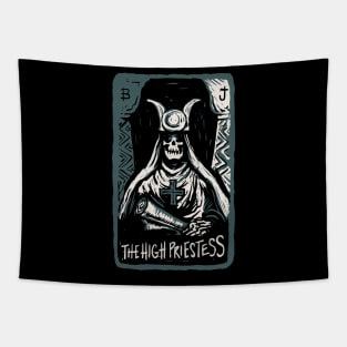The High Priestess Skeleton Skull Tarot Card Tapestry