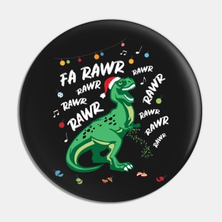 Fa Rawr Dinosaur Rex Crashing Christmas Funny Pin