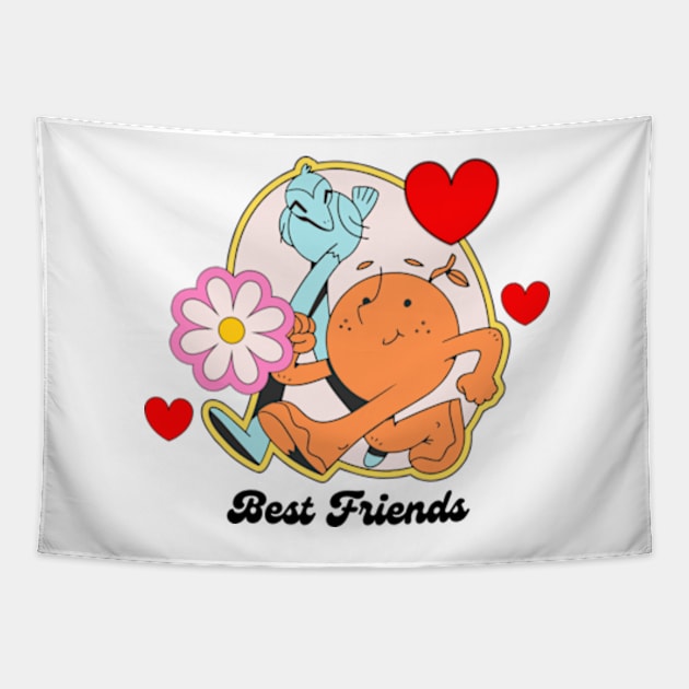 Dynamic Duo of Cute Best Friends Tapestry by Petko121212