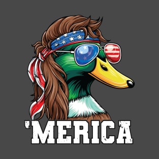 Merica Mullet Mallard Duck 4th of July T-Shirt