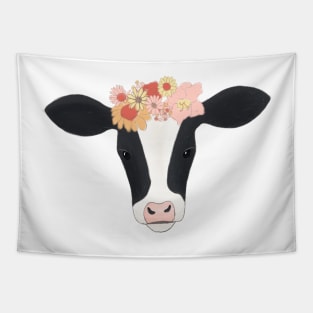 Floral Crowned Cow Tapestry