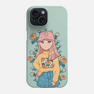 The Girl and Sunflowers (Ver. 2) Phone Case