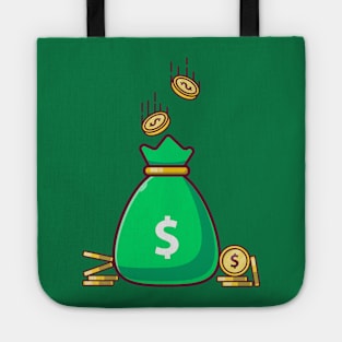 Bag of Dollar Coins with Falling Coins Tote