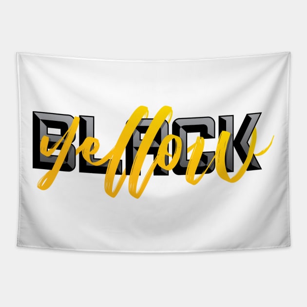 Black and Yellow Pittsburgh Fan Design Tapestry by polliadesign