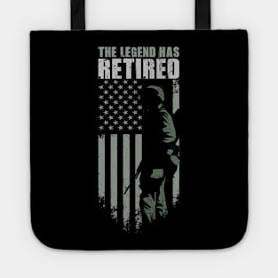 The Legend Has Retired T-shirt Funny Army Retirement Vintage Gift Tote