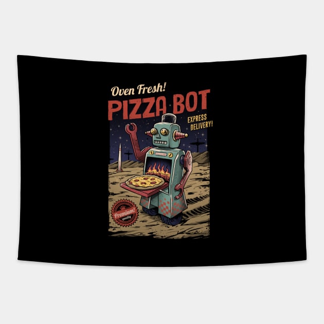 Pizza Bot Tapestry by Vincent Trinidad Art