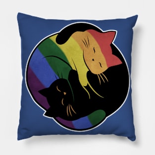 Rainbow Cat Yin Yang LGBT Gay Pride Flag Pillow