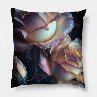 Iridescent pastel roses 6 Pillow