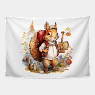 Watercolor Adventure Squirrel #6 Tapestry