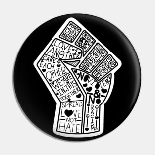 Black in White BLM Word Fist Pin