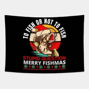 Funny Christmas Fisherman Tapestry