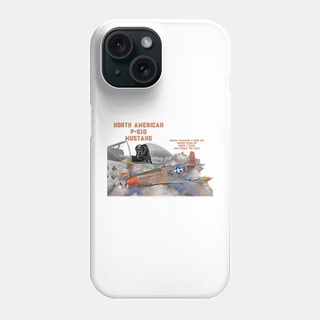 mustang p51 design Phone Case by AERONAUTICA COL
