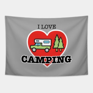I Love Camping - Heart and Truck Camper Tapestry