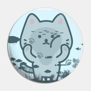 Cute cat in front of fishbowl Pin