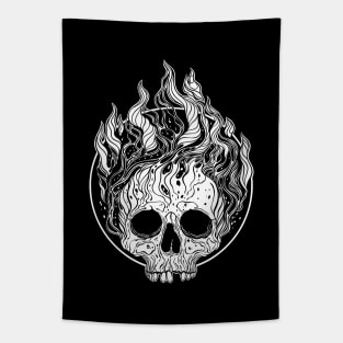 Skull on Fire Tapestry