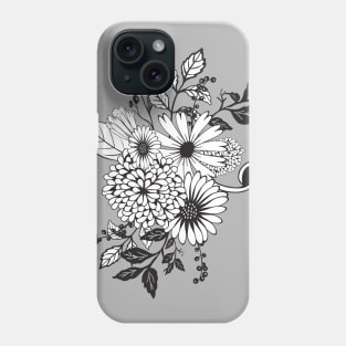 Wonderful flowers in black and white Phone Case