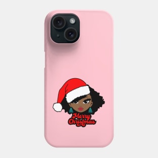 Merry Christmas Santa Hat, Black Girl Christmas Magic Phone Case