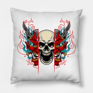 Japanese Oni Skull 4.5 Pillow